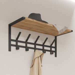 Вешалка с полкой Торонто 21Д (5 крюч.) 67*27*27см (ЧЕРНЫЙ)  ВСПТ21ДЧ под заказ ЗМИ