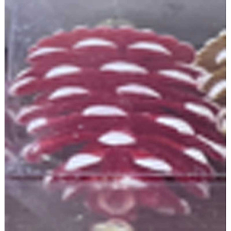 Шар 6DC6-H32-1 6шт 6см "Шишка" красная с белой каймой (360)