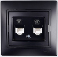 Lezard Мира роз. телеф. СУ 2 мест. черный бархат (RJ11) (корпус PC 701-4242-138