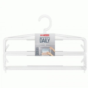 Вешалка-плечики 40см пластик белый д/брюк складная DAILY антиск.покр, поворот.крюч 434286016 Econova