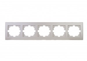 Lezard RAIN рамка 5 мест. горизонт. жемчужно-бел. металлик (PC) 703-3030-150
