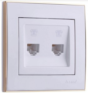 Lezard RAIN роз. телеф. СУ 2 мест. бел. с бок. вст. золото (корпус PC) 703-0226-138