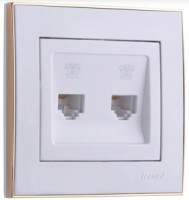 Lezard RAIN роз. телеф. СУ 2 мест. бел. с бок. вст. золото (корпус PC) 703-0226-138