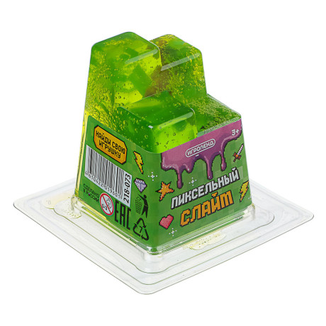 ИГРОЛЕНД Игрушка для детей из полимерных пластичных масс, "Пиксельный Слайм" 150 мл, с фиг., 4 диз.