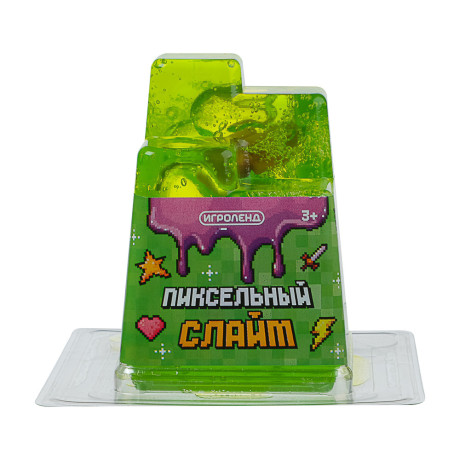 ИГРОЛЕНД Игрушка для детей из полимерных пластичных масс, "Пиксельный Слайм" 150 мл, с фиг., 4 диз.