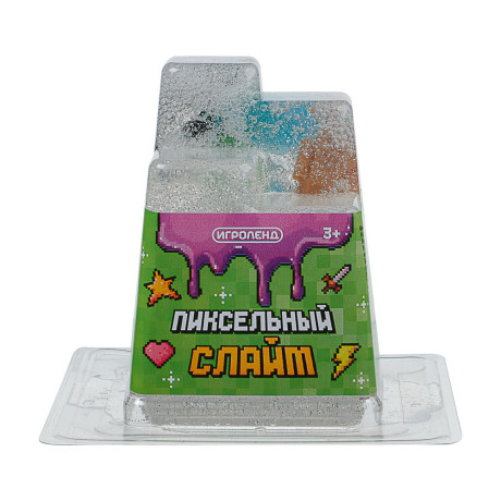 ИГРОЛЕНД Игрушка для детей из полимерных пластичных масс, "Пиксельный Слайм" 150 мл, с фиг., 4 диз.