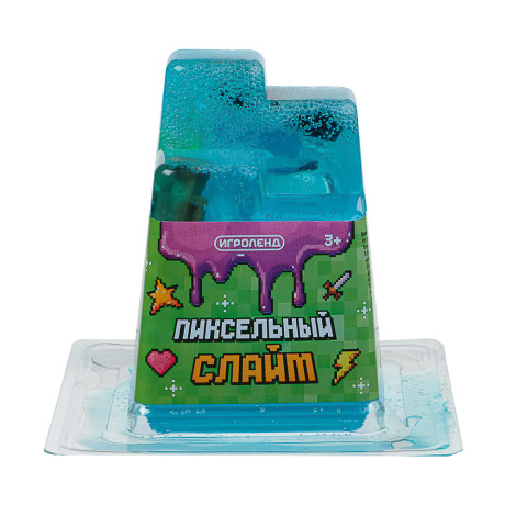 ИГРОЛЕНД Игрушка для детей из полимерных пластичных масс, "Пиксельный Слайм" 150 мл, с фиг., 4 диз.