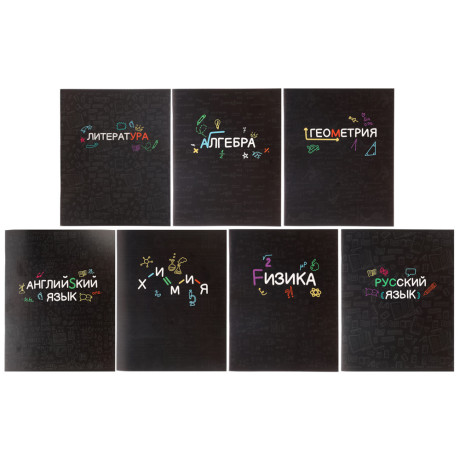 ClipStudio Тетрадь 48л. "Предметная", БЕЛЫЕ ЛИСТЫ, обл.картон, скрепка, 7 видов, справ.мат-л