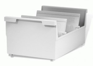 Картотека пласт. HAN (Германия) А5 открыт. горизонт. высок.борт на 1300карт 210*148мм сер.НА855/0/11