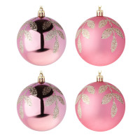 СНОУ БУМ Набор шаров 8 см, 4 шт, винный, пластик, глиттер, 26-180