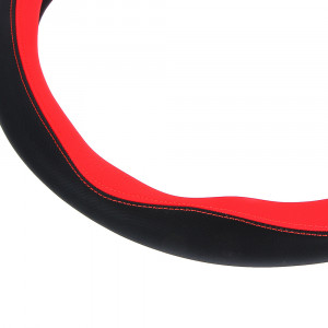 NG Оплетка руля, экокожа, со вставками «красный», черный, размер М