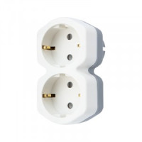 REXANT разветвитель (тройник) 2роз. 16А, земля, белый  11-1087