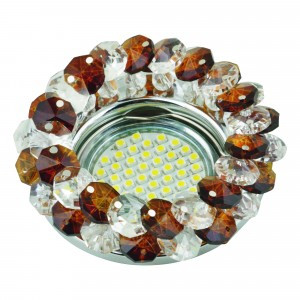 Fametto DLS-F130 GU5.3 220V св-к встр. Fiore стекло 90х52  хром. коричневый/прозрачный