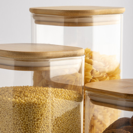 VETTA ЭКО Вуд Банка для хранения 1000мл, 14,5х10х10см, стекло, бамбук