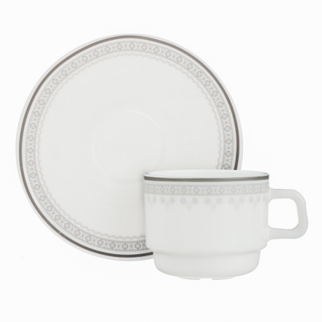 MILLIMI Минта Чайная пара (чашка 250мл., блюдце 15см), опаловое стекло