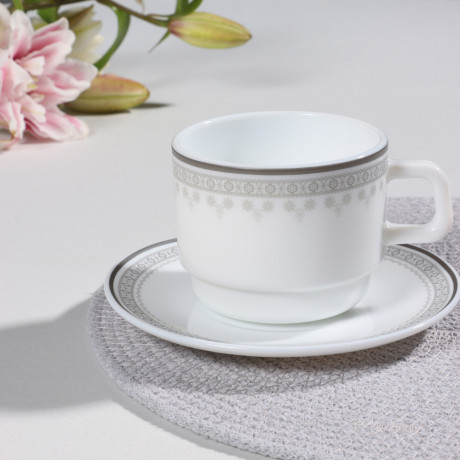 MILLIMI Минта Чайная пара (чашка 250мл., блюдце 15см), опаловое стекло