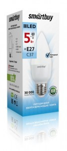 Smartbuy свеча C37 E27 5W(400lm) 4000K 4K матовая пластик SBL-C37-05-40K-E27