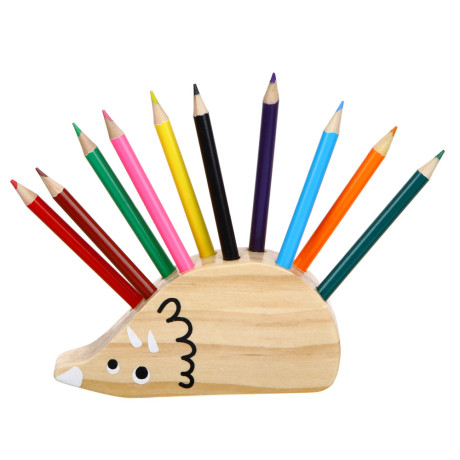 ЯЩЕРЫ Карандаши цветные 10 цветов, в деревянной фигурной подставке