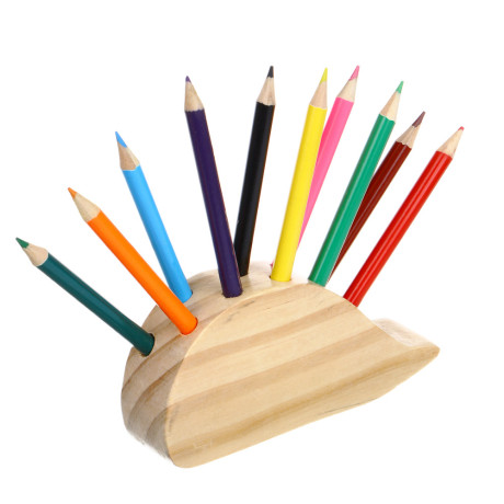 ЯЩЕРЫ Карандаши цветные 10 цветов, в деревянной фигурной подставке