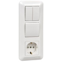Systeme Electric BLANCA блок выс.53(роз. земля+1кл. выкл.+2кл. выкл.) СУ бел. БК2ВР-008А-б(5!)