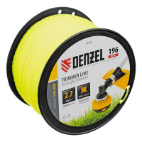 Леска для триммера витой квадрат, 2,7мм х 196м, на DIN катушке FLEX CORD Denzel