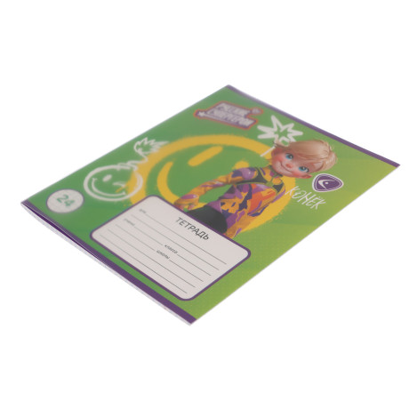 BY Русские Супергерои Тетрадь шк. 24л., в клетку, БЕЛЫЕ ЛИСТЫ, обл.пластик, скрепка, "Джуниор", 4диз