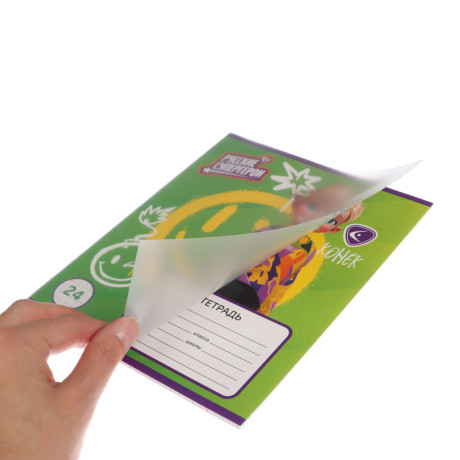 BY Русские Супергерои Тетрадь шк. 24л., в клетку, БЕЛЫЕ ЛИСТЫ, обл.пластик, скрепка, "Джуниор", 4диз