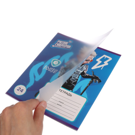 BY Русские Супергерои Тетрадь шк. 24л., в клетку, БЕЛЫЕ ЛИСТЫ, обл.пластик, скрепка, "Джуниор", 4диз