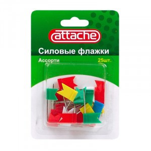 Кнопки для пробковых досок силовые флажки Attache, ассорти 25 шт./уп. 169401