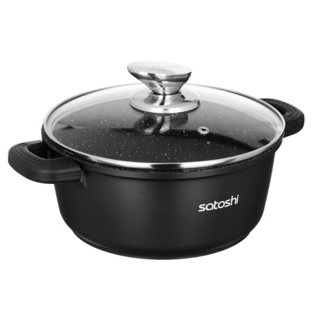 SATOSHI Лион Кастрюля с крышкой 2,0л d20*9см, а/приг.покр.Мрамор, силик.протекторы ручек, индукция