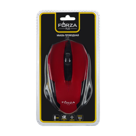 FORZA Компьютерная мышь проводная Shine 1200DPI,3D, каб. 160см, красный
