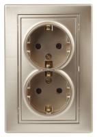 ЭРА Intro Plano роз. СУ 2 мест. 16А, 250В (земля, керамика) шампань, 1-205-04, 2694