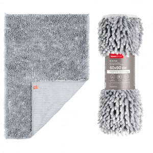 Коврик д/ванной 60*90см, микрофибра Лапша (шенилл) h ворса=3см, серый, Эйстри, 75037 Master House