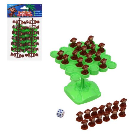 ИГРОЛЕНД Мини игра на равновесие "Веселые обезьянки", 13х22х3см, PP, 2 дизайна