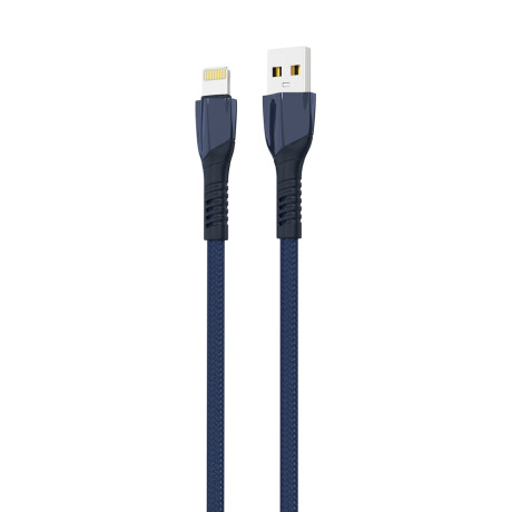 BY Кабель для зарядки Navy iP, 1м, Быстрая зарядка 2.4А, 12W, тканевый, синий