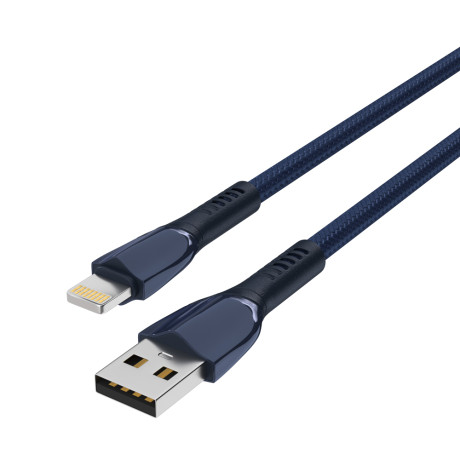 BY Кабель для зарядки Navy iP, 1м, Быстрая зарядка 2.4А, 12W, тканевый, синий