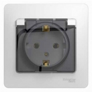 Systeme Electric GLOSSA роз. СУ 1 мест. бел. (пл.осн., земля, штор., крыш) GSL000146 (15!)