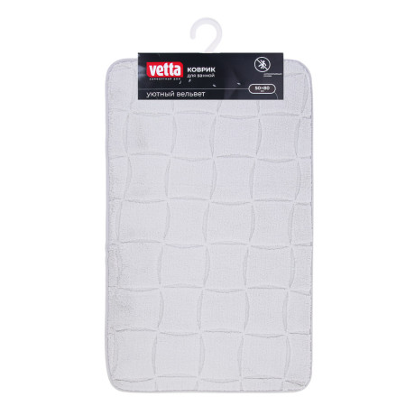 Коврик для ванной тм VETTA Рикард, вельвет, губка 0,8 см, полиэстер, 50х80 см, серый