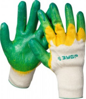 Перчатки ЗУБР &quot;МAСTEP&quot; трикотажные, х/б, двойная обливная ладонь из латекса, L-XL