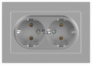 ЭРА Intro Accent мех. роз. СУ 2 мест. (земля), 16А 250В, алюминий 6-205-03