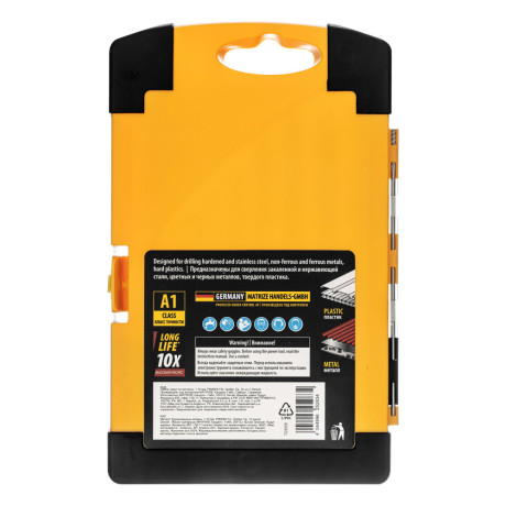 Набор сверл по металлу, 1-10 мм, Р6М5К8-TiN, Golden Tip, 10 шт Denzel