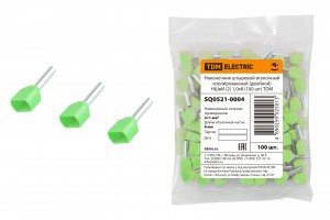 TDM наконечник-гильза штыревой втулочный изол. НШВИ(2) F-8 1х8 мм (уп. 100 шт., цена за ГУ) (30!) SQ