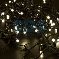 Гирлянда-нить ул. 100LED т.-бел. 10м, чер.ПВХ, без б/п (код634330) IP65 соед. 305-176 Neon Night