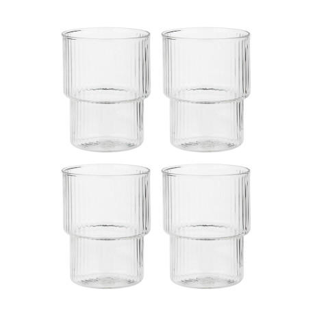 MILLIMI Набор стаканов Астра 300 мл, 4 шт, стекло, рифленый
