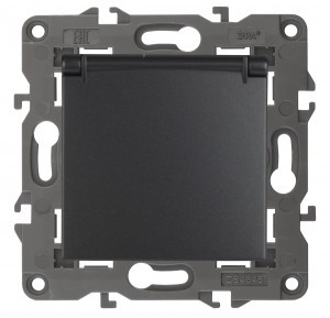 ЭРА 14 Elegance мех. роз. СУ (земля) шторки с крышкой, 16A,250В, антрацит 14-2103-05 автоклеммы 3875