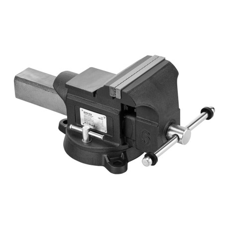 Тиски слесарные BVH-150, 150 мм, поворотные, стальная направляющая, с наковальней //Denzel