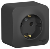 Systeme Electric BLANCA роз. ОУ 1 мест. 16А антрацит (пл.осн., земля, изол.пл.) BLNRA010116 (12!)