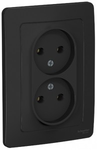 Systeme Electric BLANCA роз. СУ 2 мест. 16А антрацит (пл.осн.) BLNRS000026 (6!)