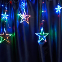 Feron Гирлянда-бахрома ЗВЕЗДЫ 138LED мультиколор 3*1м IP20 прозр. сет.шнур 3мCL29