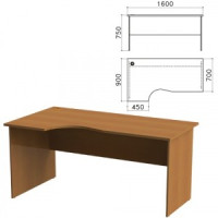 Стол письменный эргономичный &quot;Монолит&quot; (ш1600*г900*в750 мм), левый, цвет орех, СМ7.3 640108